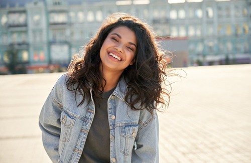Lady smiles